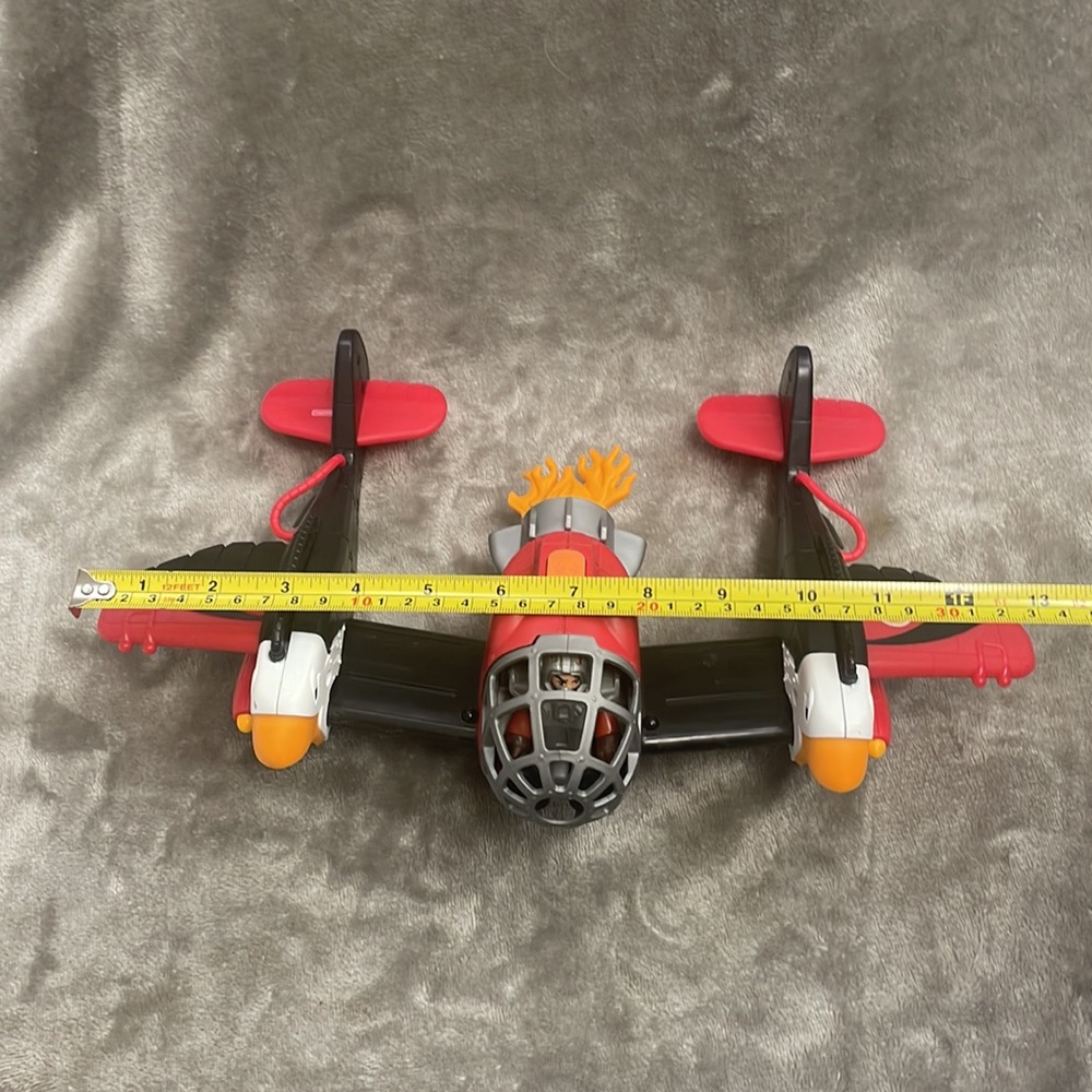 Imaginext Fisher-Price Sky Racers Twin Eagle Plane With Pilot/Flight Suit/Discs - Picture 14 of 14